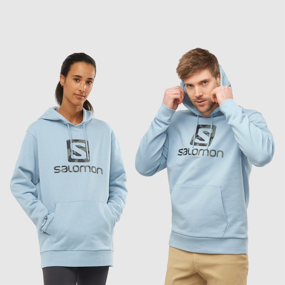 Salomon OUTLIFE LOGO SUMMER Sudadera Hombre - Azules - Colombia (19637-WXSE)